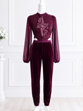 Ada - velvet burgundy pants jumpsuit Weissman LC