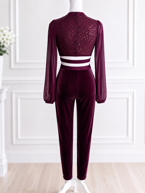 Ada - velvet burgundy pants jumpsuit Weissman LC