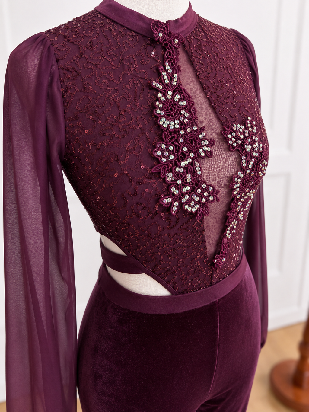 Ada - velvet burgundy pants jumpsuit Weissman LC